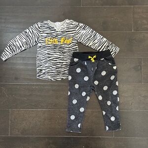 Zebra and Polka Dot Pajama Set - Black and White